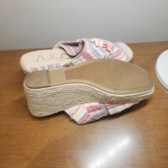 Sugar Harlem espadrille Pastel Colorful Striped Coquette Size 8.5 - Picture 4 of 7